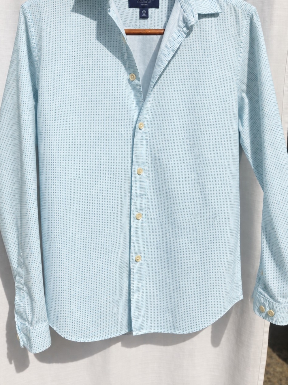 Mishka Light Blue Micro-Pattern Long-Sleeve Button-Down Shirt
